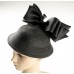 Black Tweed Straw Hat w/black satin bow