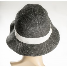 Black Straw Summer Hat w/ white ribbon ban