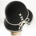 Black Felt Hat trimmed in w/silk rope, criss crossed in black