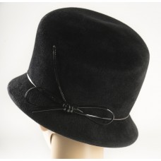 Jennifer Lopez Black Felt Hat w/black patent leather ban