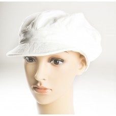 White Cotton Cap w/button top