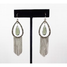 Sterling Silver / Oval Shape String Like Hanging Earings