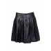 Pleated Leather Black Skirt