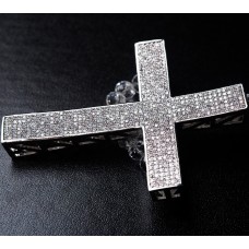 All Silver Cross with Clear Swarovski Crystal Stone Napkin Holder