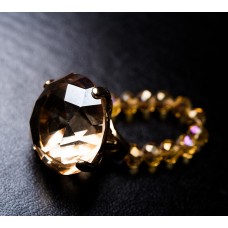 All Gold Round Topaz Swarovski Crystal Napkin Holder