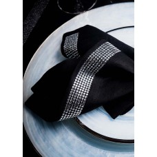 Black Linen Napkin w/clear Swarovski Crystal Stone on top