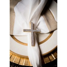 White Linen Napkin trimmed in Gold Linen