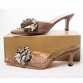 Beige 3" Heel Slip in Sandal with Flower on Top