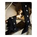 Miu-Miu Black Leather Suede Boots 5" Heel