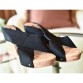 4" Wooden Wedge Sandal with Black Crisscrossed Straps