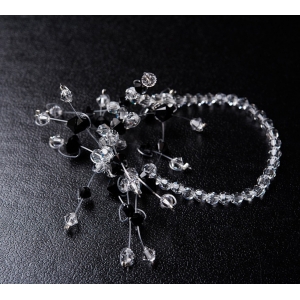All Beaded Black and Clear Swarovski Crystal Napkin Holders