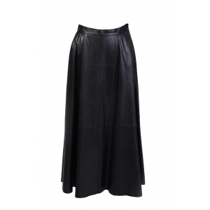 Soft Leather Long Black Skirt