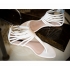 White Ankle Sandal with Gold Zipper
