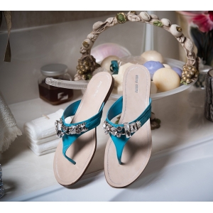 Miu-Miu Tourquoise Sandal with Swarovski Crystals