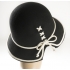 Black Felt Hat trimmed in w/silk rope, criss crossed in black