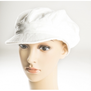 White Cotton Cap w/button top