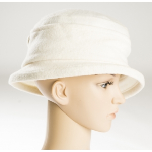 White Wool Hat w/what ban and button