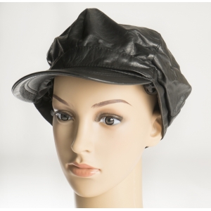Black Leather Cap w/button design
