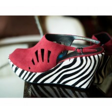 Red Suede Black and White Suede Leopard Print 4" Heel