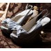 Stuart Weitzman - White and Gray 5" Round Wedge Heel Stuart Weitzman - White and Gray 5" Round Wedge Heel